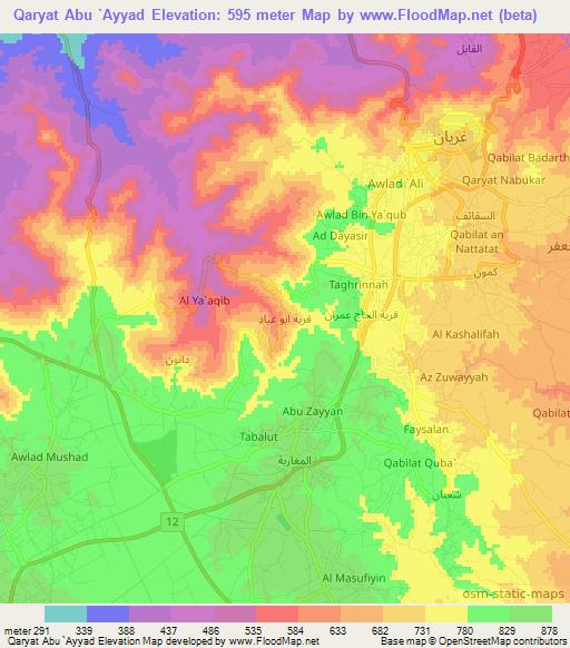 Qaryat Abu `Ayyad,Libya Elevation Map