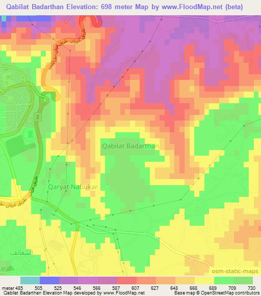 Qabilat Badarthan,Libya Elevation Map
