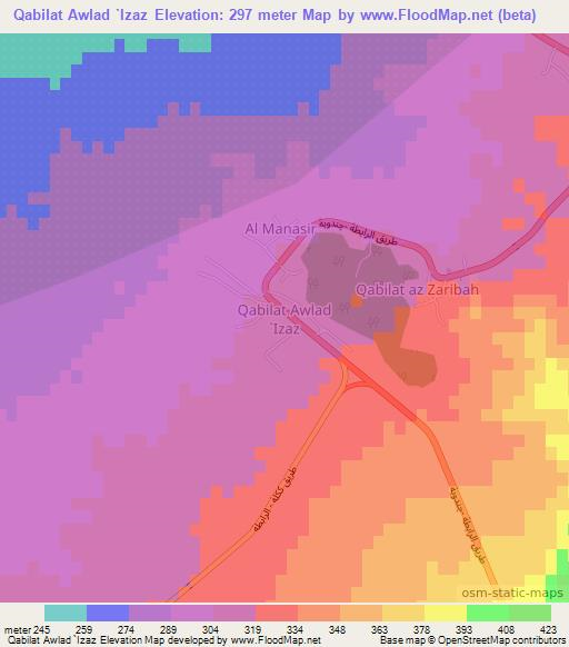 Qabilat Awlad `Izaz,Libya Elevation Map