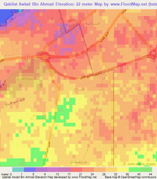 Qabilat Awlad Bin Ahmad,Libya Elevation Map