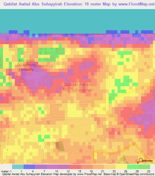 Qabilat Awlad Abu Suhayyirah,Libya Elevation Map