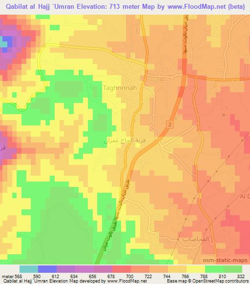 Qabilat al Hajj `Umran,Libya Elevation Map