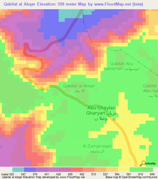 Qabilat al Abqar,Libya Elevation Map