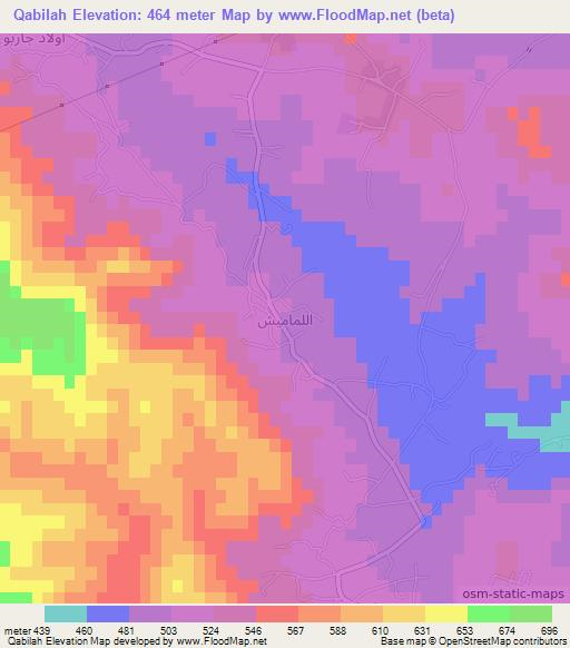 Qabilah,Libya Elevation Map