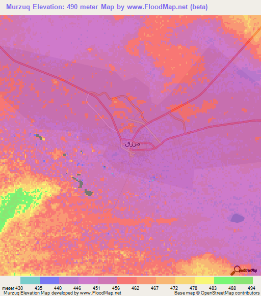 Murzuq,Libya Elevation Map