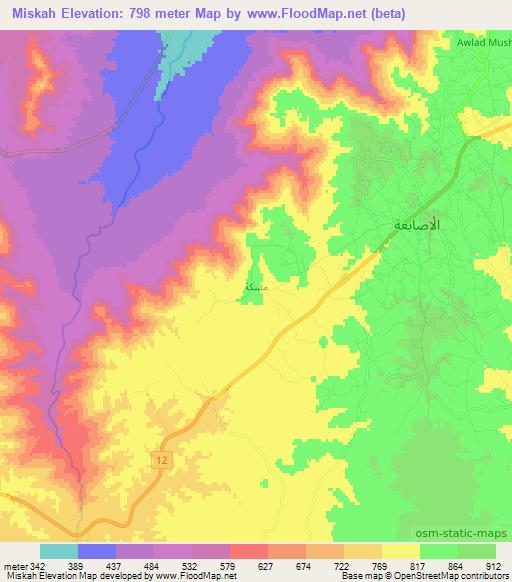 Miskah,Libya Elevation Map