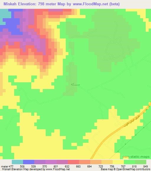 Miskah,Libya Elevation Map