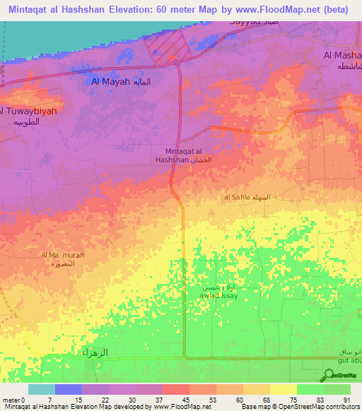 Mintaqat al Hashshan,Libya Elevation Map