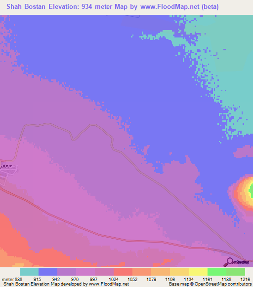Shah Bostan,Iran Elevation Map