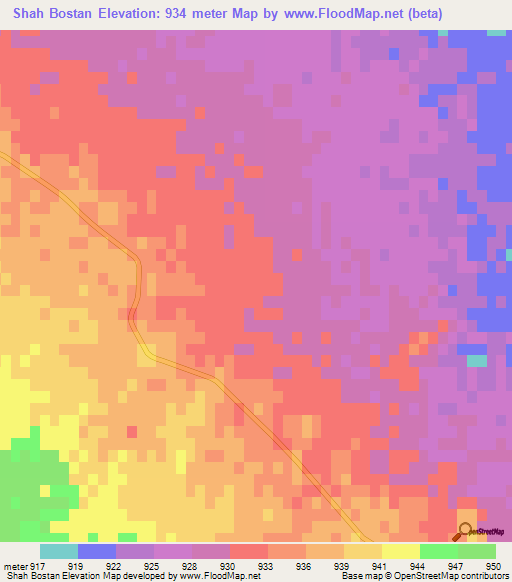 Shah Bostan,Iran Elevation Map