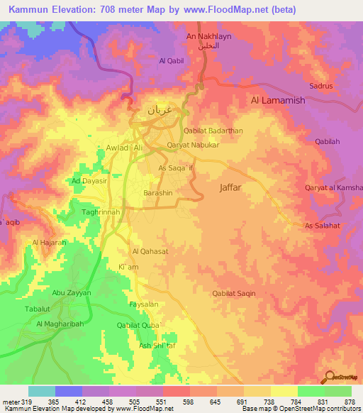 Kammun,Libya Elevation Map