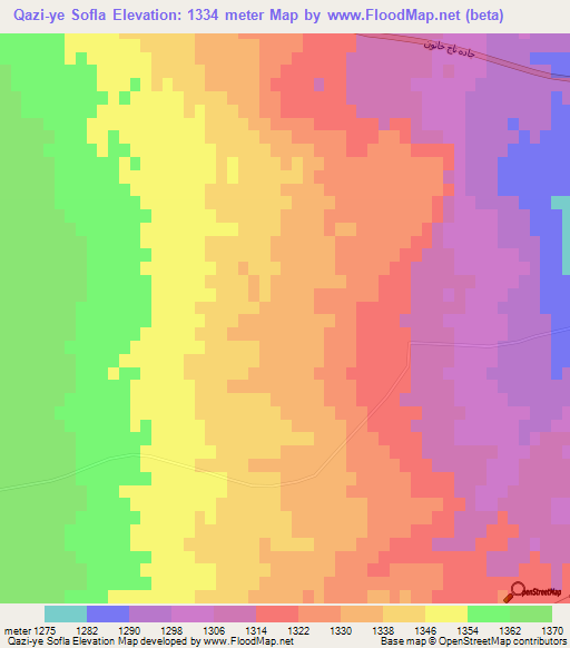 Qazi-ye Sofla,Iran Elevation Map