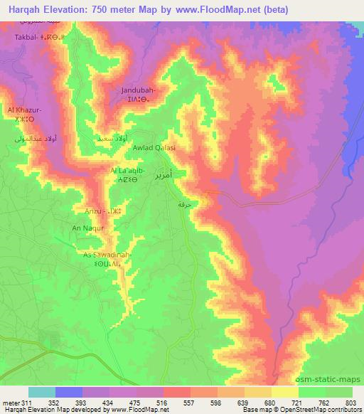 Harqah,Libya Elevation Map