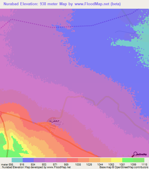 Nurabad,Iran Elevation Map