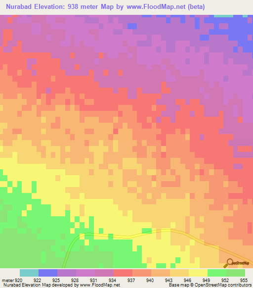 Nurabad,Iran Elevation Map