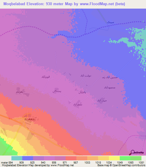 Moqbelabad,Iran Elevation Map