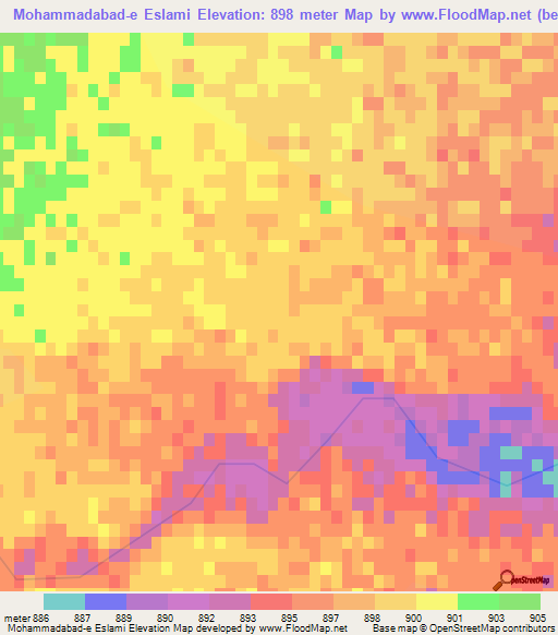 Mohammadabad-e Eslami,Iran Elevation Map