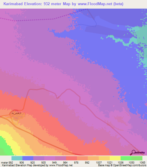 Karimabad,Iran Elevation Map