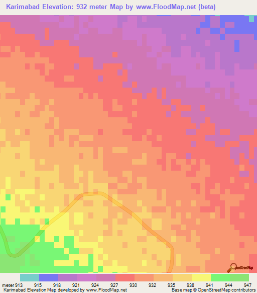 Karimabad,Iran Elevation Map