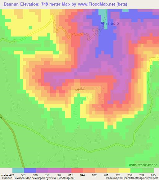 Dannun,Libya Elevation Map