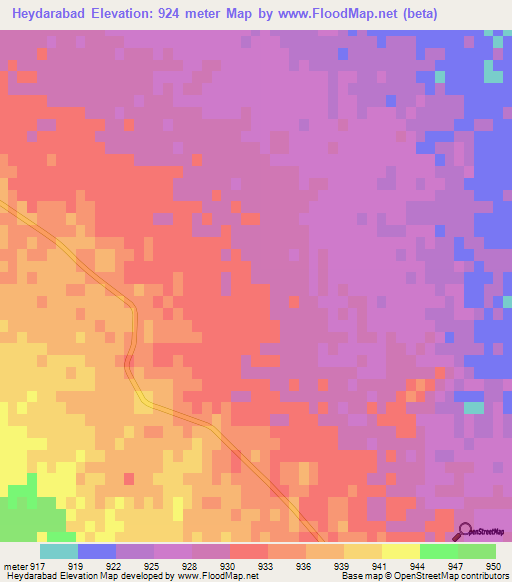 Heydarabad,Iran Elevation Map