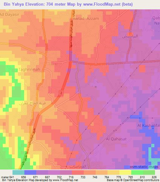Bin Yahya,Libya Elevation Map