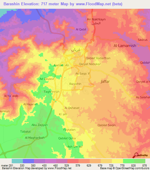 Barashin,Libya Elevation Map
