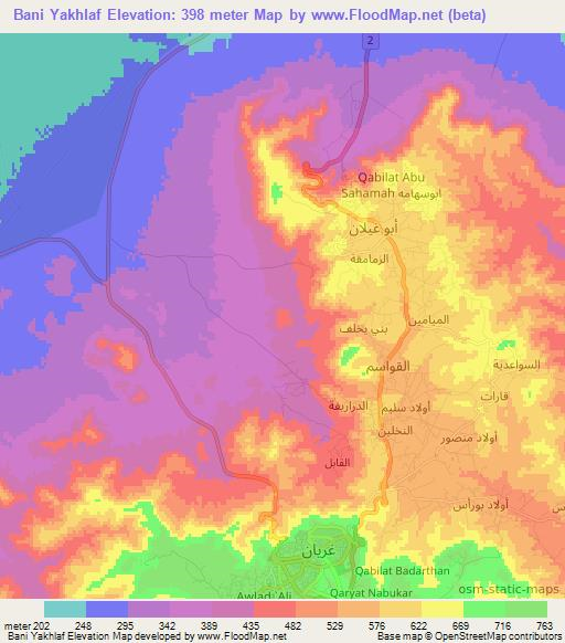 Bani Yakhlaf,Libya Elevation Map