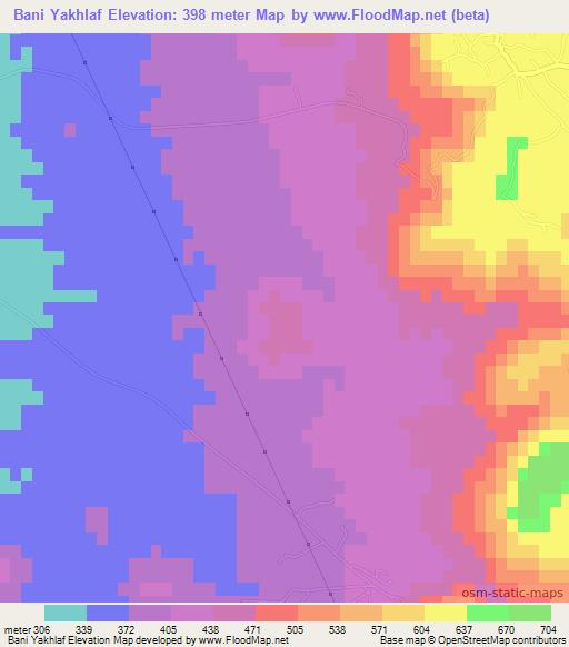 Bani Yakhlaf,Libya Elevation Map