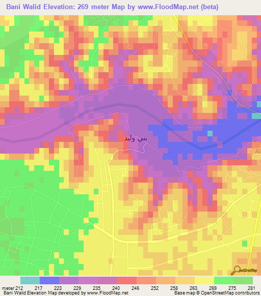 Bani Walid,Libya Elevation Map