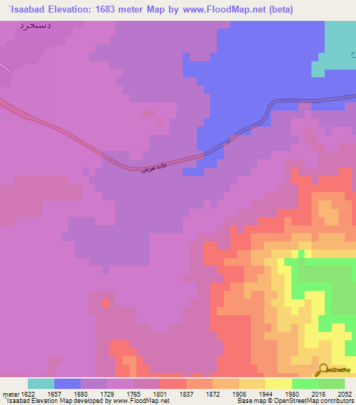 `Isaabad,Iran Elevation Map