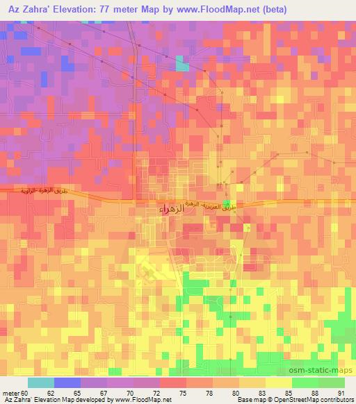 Az Zahra',Libya Elevation Map