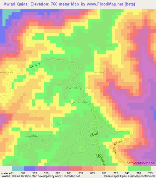 Awlad Qalasi,Libya Elevation Map