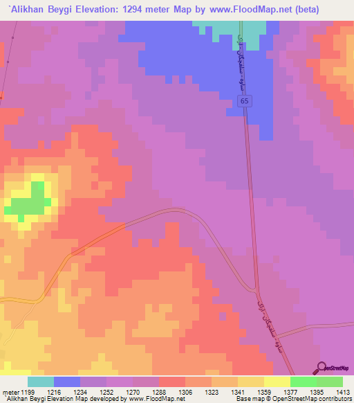 `Alikhan Beygi,Iran Elevation Map