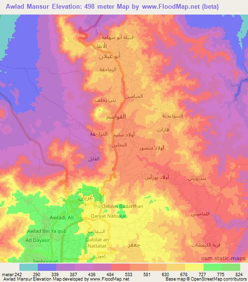 Awlad Mansur,Libya Elevation Map