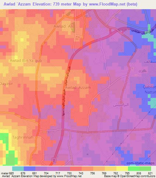Awlad `Azzam,Libya Elevation Map