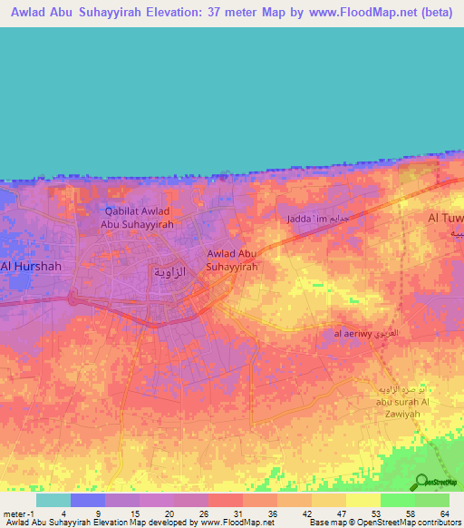 Awlad Abu Suhayyirah,Libya Elevation Map