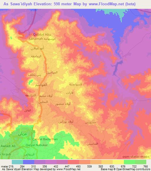 As Sawa`idiyah,Libya Elevation Map