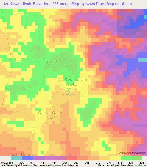 As Sawa`idiyah,Libya Elevation Map