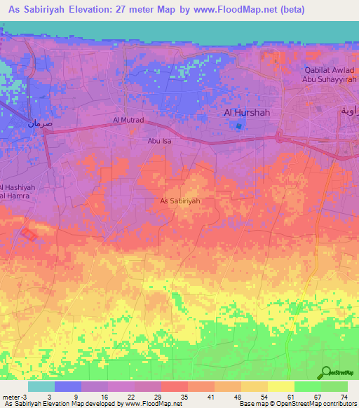 As Sabiriyah,Libya Elevation Map