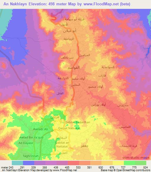 An Nakhlayn,Libya Elevation Map