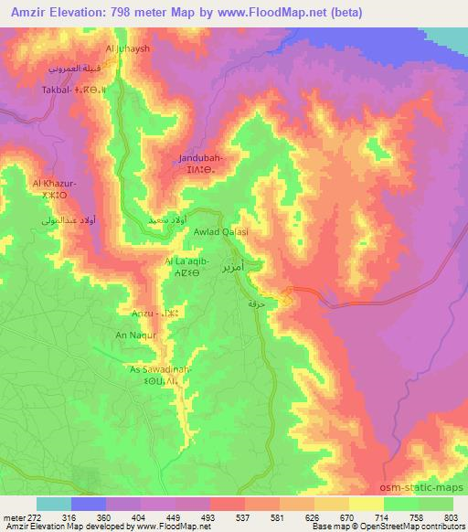 Amzir,Libya Elevation Map