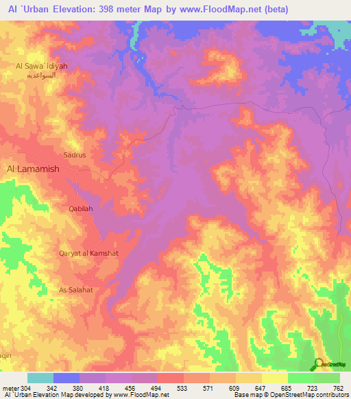 Al `Urban,Libya Elevation Map