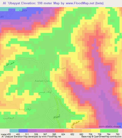 Al `Ubayyat,Libya Elevation Map