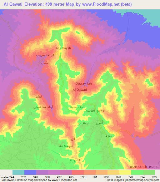 Al Qawati,Libya Elevation Map