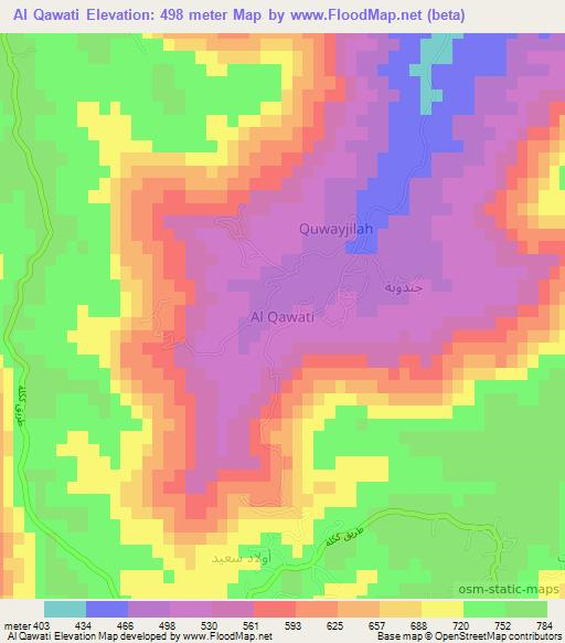 Al Qawati,Libya Elevation Map