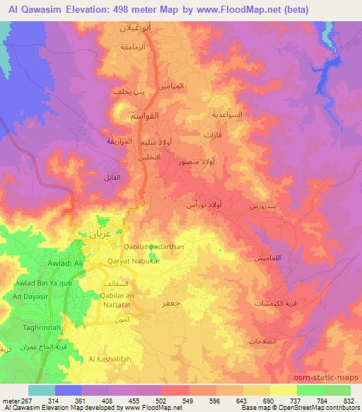 Al Qawasim,Libya Elevation Map