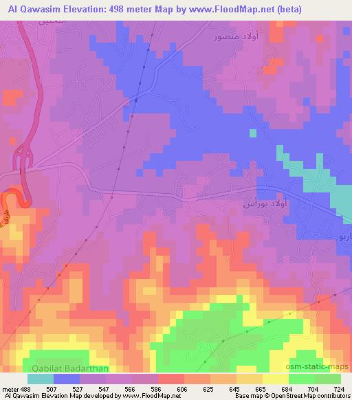 Al Qawasim,Libya Elevation Map