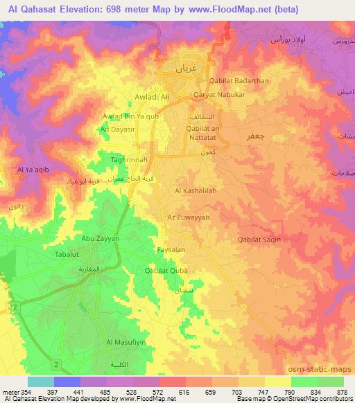 Al Qahasat,Libya Elevation Map