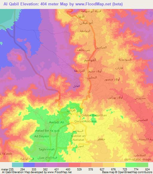 Al Qabil,Libya Elevation Map
